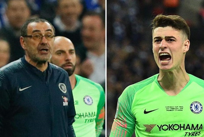 Kepa Disrespects Sarri As He Refuses To Be Substituted